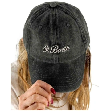 Davis Black Denim Visor Cap MC2 Saint Barth