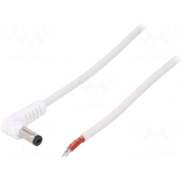 Cable | wires,DC 5,5/1,7 plug | angled | 1mm2 | wh