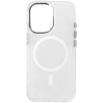 iPhone 16 Glitter Case MagSafe apvalks – balts ar 