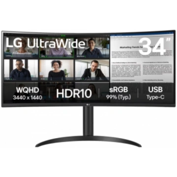 LG Monitors 34" 34WR55QK-B IPS QHD 100hz Curved (3