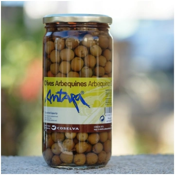 Olīves ARBEQUINA. 210 g. Stikla burkā