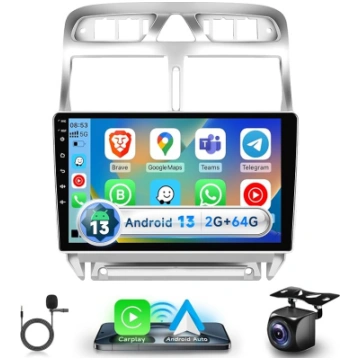 Podofo Carplay Android auto radio GPS Peugeot 307 