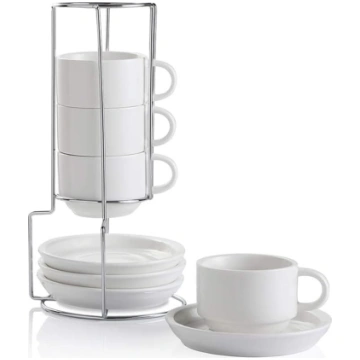 Sweejar Home Porcelāna kapučīno tasītes ar paliktn