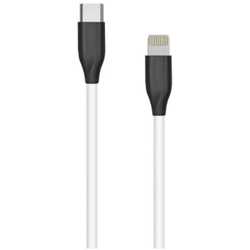 Silicone cable USB Type-C - Lightning (white, 1m) 