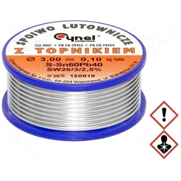 Tin | lead-based | Sn60Pb40 | 3mm | 100g | reel |