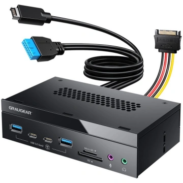 Front Panel 4-Fold + Card Reader USB,SD,Micro GRAU
