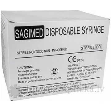 Sagimed Šļirce 2 ml, 3-daļīga, ar adatu 0.8 x 38 m
