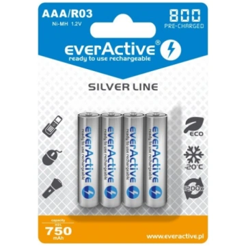 everActive Silver Line 800mAh AAA uzlādējams akumu