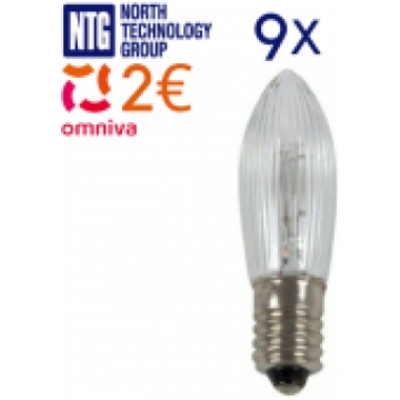 Spuldzīte Ziemassvētku svečturiem 34V 3W C6 E10 sp