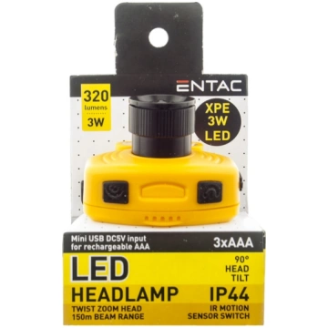 LED lukturis galvas 3W ZOOM, ar bezroku sensoru, I