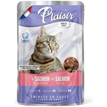 Konservi kaķiem PLAISIR lasis/ menca, 100g