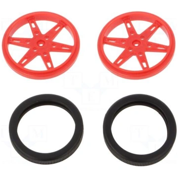 Wheel | red | Shaft: knurled | push-in,screw | Ø: 