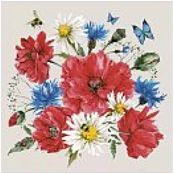 Salvetes dekupāžai "Mix of Wild Flowers with Poppi