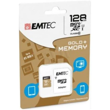 MicroSD Card 128GB Emtec SDXC CL.10 Gold + ( ECMSD