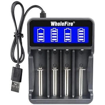 WholeFire universāls 18650 lādētājs, LCD ekrāns In