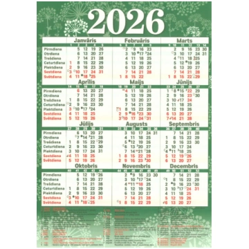 Darba laika kalendārs 2026 A4