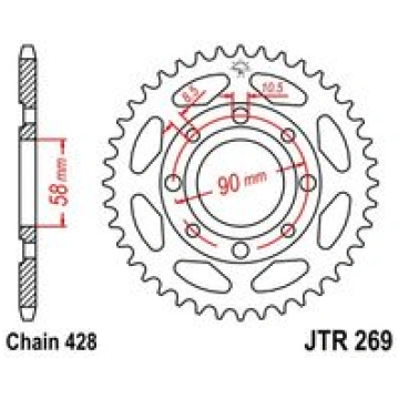 Aizmugurējais zobrats JT JTR 269-46 46T, 428