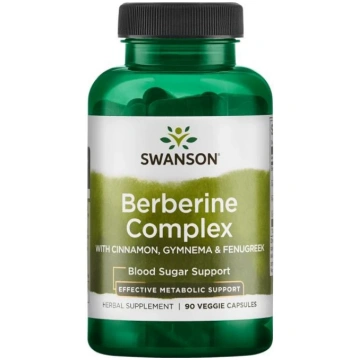 Swanson Berberine Complex ar kanēli, gimnemu un gr