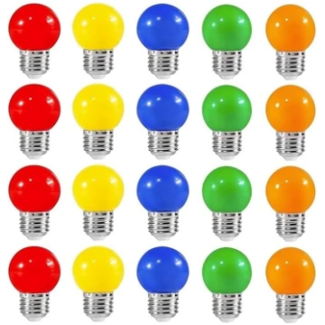 20 LED krāsu E27 spuldžu iepakojums, 2 W ekvivalen