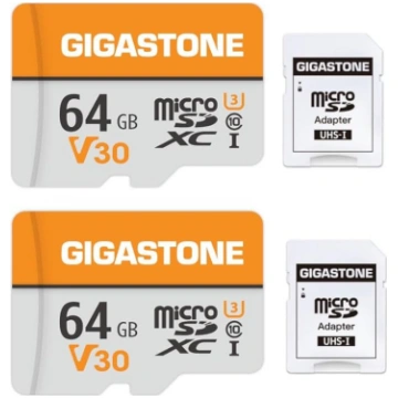 GIGASTONE 64 GB MicroSD karte, 2 gab. iepakojumā, 