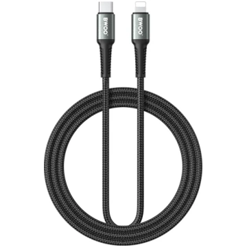 BWOO pīts USB-C uz Lightning kabelis 3 m 30 W meln