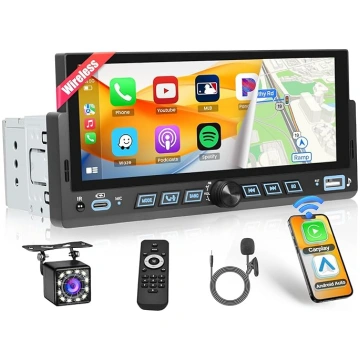 Auto Bluetooth 1 DIN radio ar bezvadu Carplay Andr