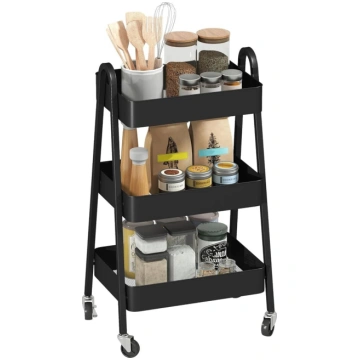 HOMCOM Serving Trolley with 3 Levels, Kitchen Trol