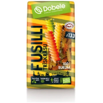 Makaroni Fusilli, trīskrāsu, Dobele, 500g Dobeles 
