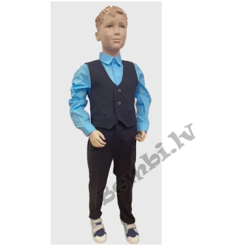 Elegants melns komplekts zēniem, veste + bikses MB
