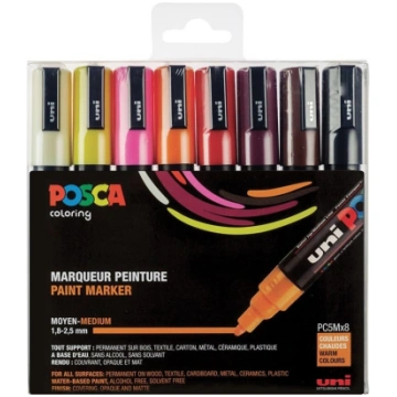 Posca - PC5M - Medium Tip Pen - Warm colors, 8 pc