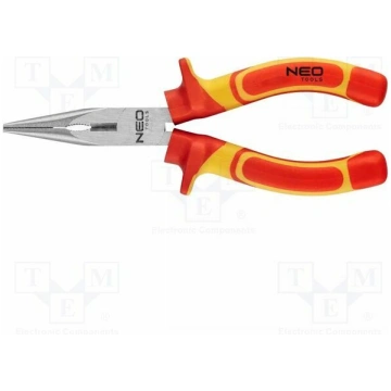 Pliers; insulated,straight,half-rounded nose,unive