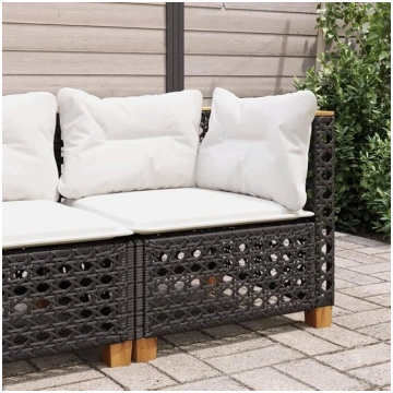 Homgoday Garden Corner Sofa with Black Cushion Pol