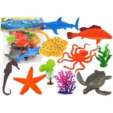 Set of Sea Animal Figurines 7 Pieces Aquatic Plant