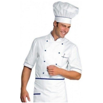 Chef jacket Alicante White + blue IC 100% cotton A