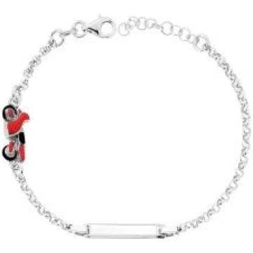 Ladybug Bracelet with Heart and Flowers, S925 Silv