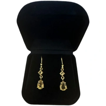 Delilah Drop Earrings - Citrine Gemstone Gold Hot 