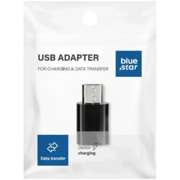 Adapteris Type-C uz Micro USB Blue Star - melns