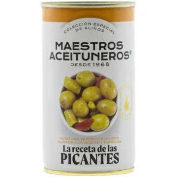 Maestros Aceituneros Picantes zaļās olīvas ar kaul