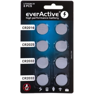 8 lithium battery set everActive 4 x CR2032, 2 x C