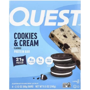 Quest Nutrition, Protein Bar, Cookies & Cream, 4 B