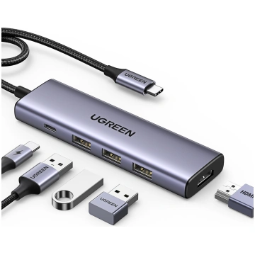 Ugreen CM511 5-vienā USB-C centrmezgls (HUB) - HDM