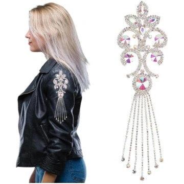CABODYALS Sudraba Rhinestone Appliqué Iron-on Diam