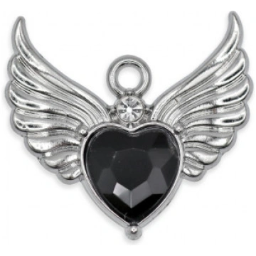 Cupid Winged Heart Pendant with Rhinestones for Je