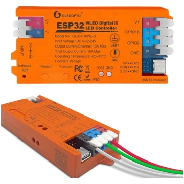 ESP32 WLED kontrolieris LED sloksnes apgaismojumam