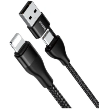Cable USB C + adapter USB A - IP Lightning 1m 18W 