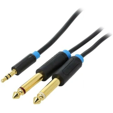 Cable; Jack 3.5mm 3pin plug,Jack 6,3mm plug x2; 2m