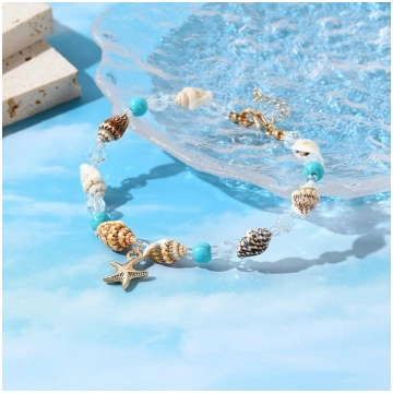 Handmade Crystal Shell Starfish Anklet for Women S