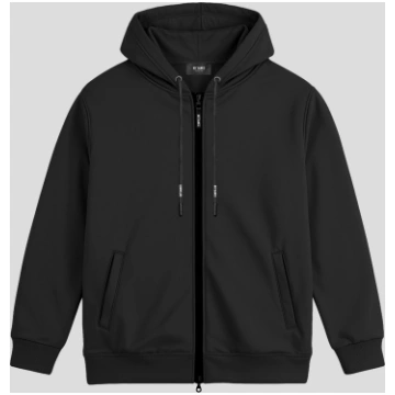 ESSENTIAL BLACK REGULAR FIT WARM FLEECE HOODIE ZIP