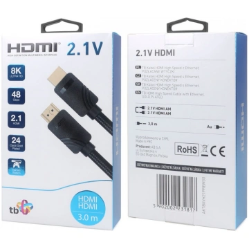 Cable HDMI v 2.1 premium 3 m 8K Black Made for pla