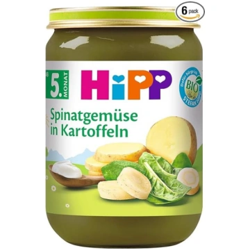 HiPP bioloģiskie spināti ar kartupeļiem (6 x 190 g